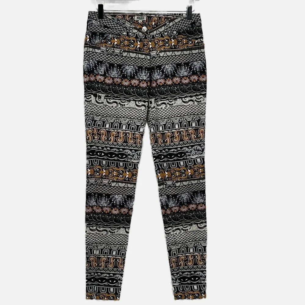 Kenzo Paris Print Ankle Zip Skinny Jeans - Size 4 US/36